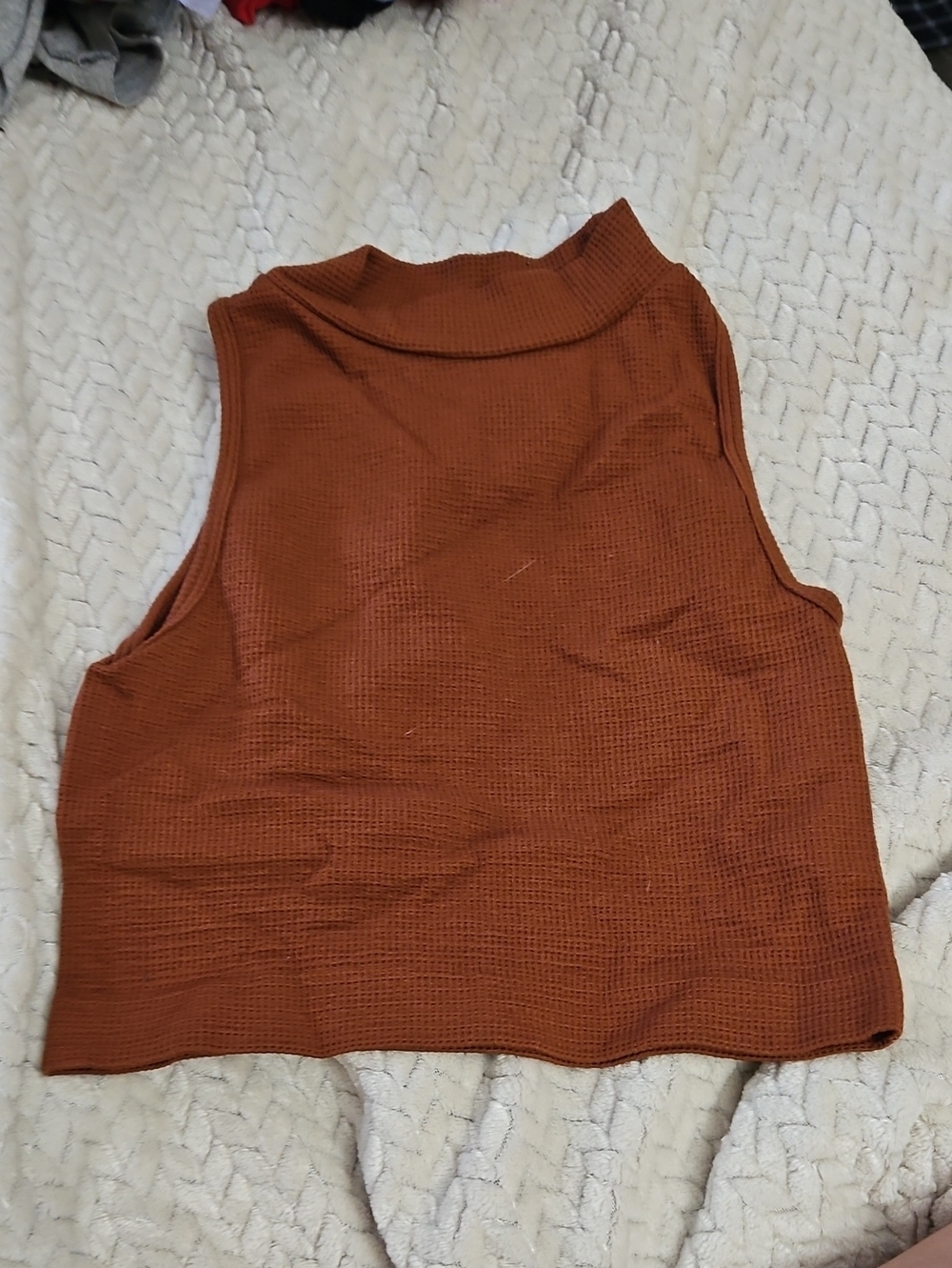 Sleeveless Ribbed Tank Top - Rust
